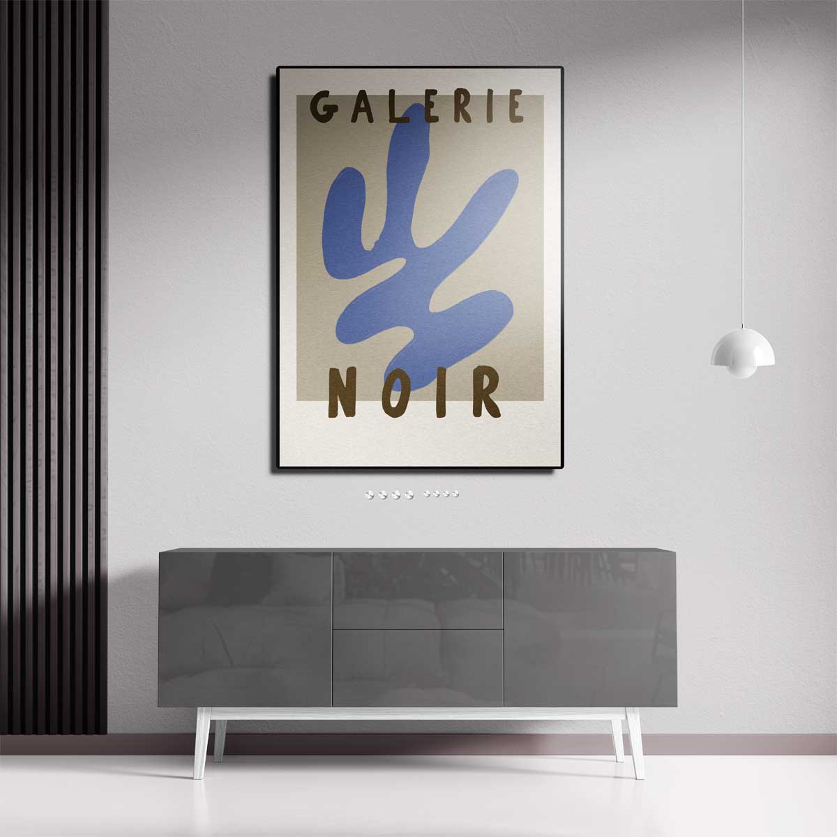 Retro Abstract Blauw en Bruin Poster – portret wandkunst van WallArtistic