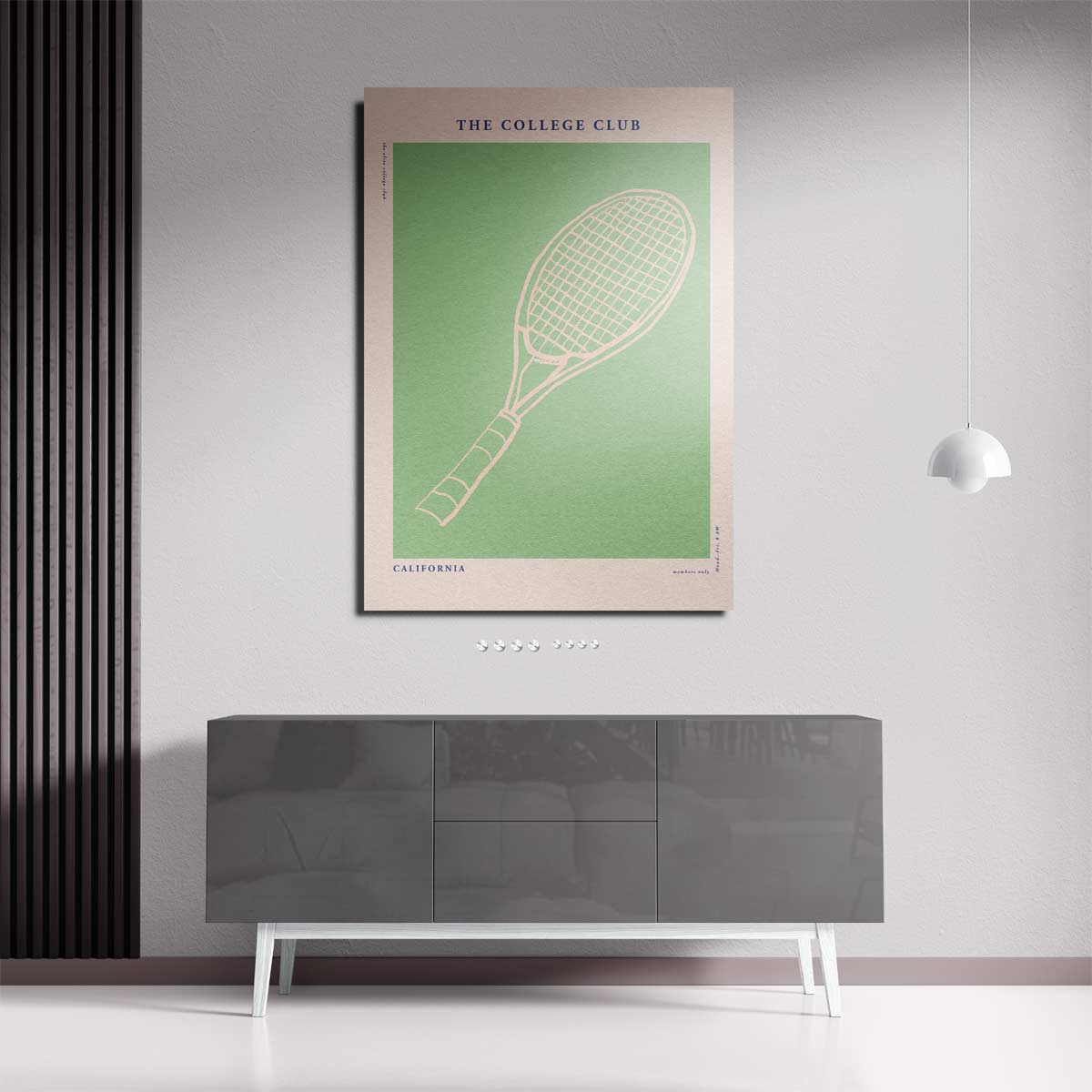 Tennis Club Poster – staande wandkunst voor woonkamer of interieur
