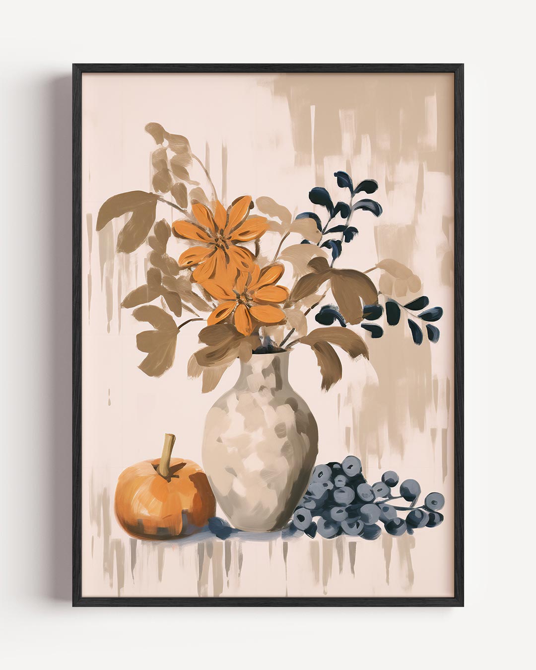 Herfstige Bloemenvazen – kleurrijke abstracte portret poster als wanddecoratie