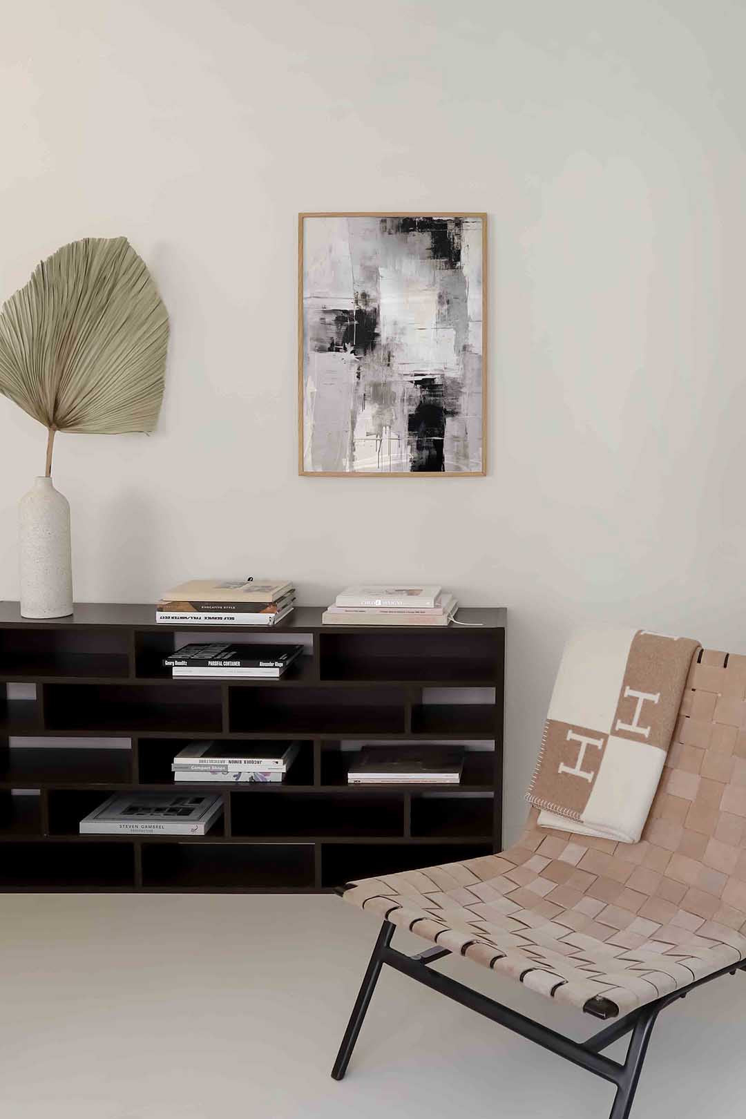 Abstracte zwart wit – zachte abstracte poster in staand formaat