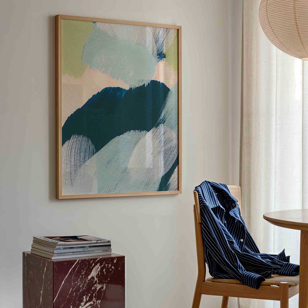 Abstracte penseelstreken – artistieke poster in staand formaat