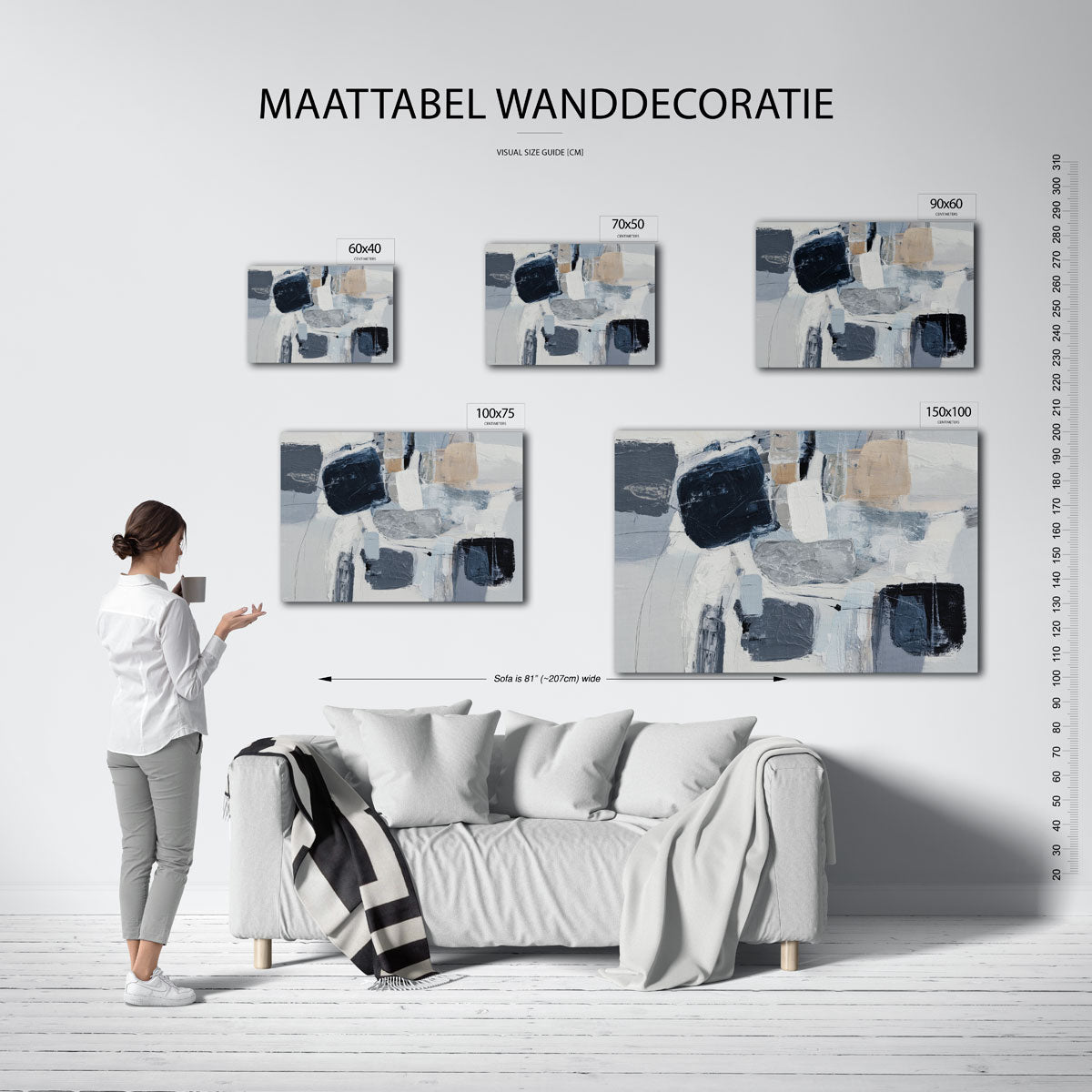 Dynamische vormen compositie – Dynamische – moderne liggende wandkunst