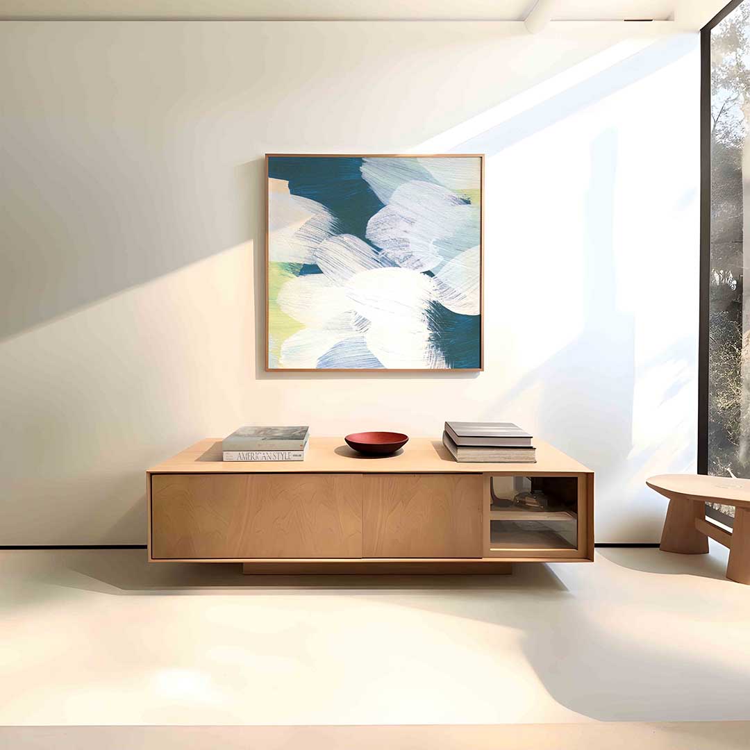 Abstracte penseelstreken – vierkante schilderkunst wanddecoratie van WallArtistic