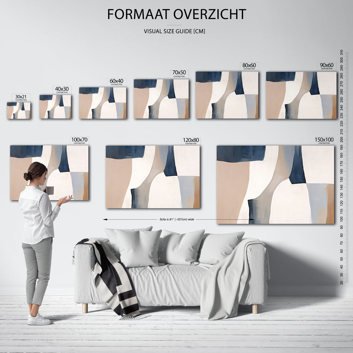 Abstracte vormen – liggende muurposter met kleurrijke abstracte vormen