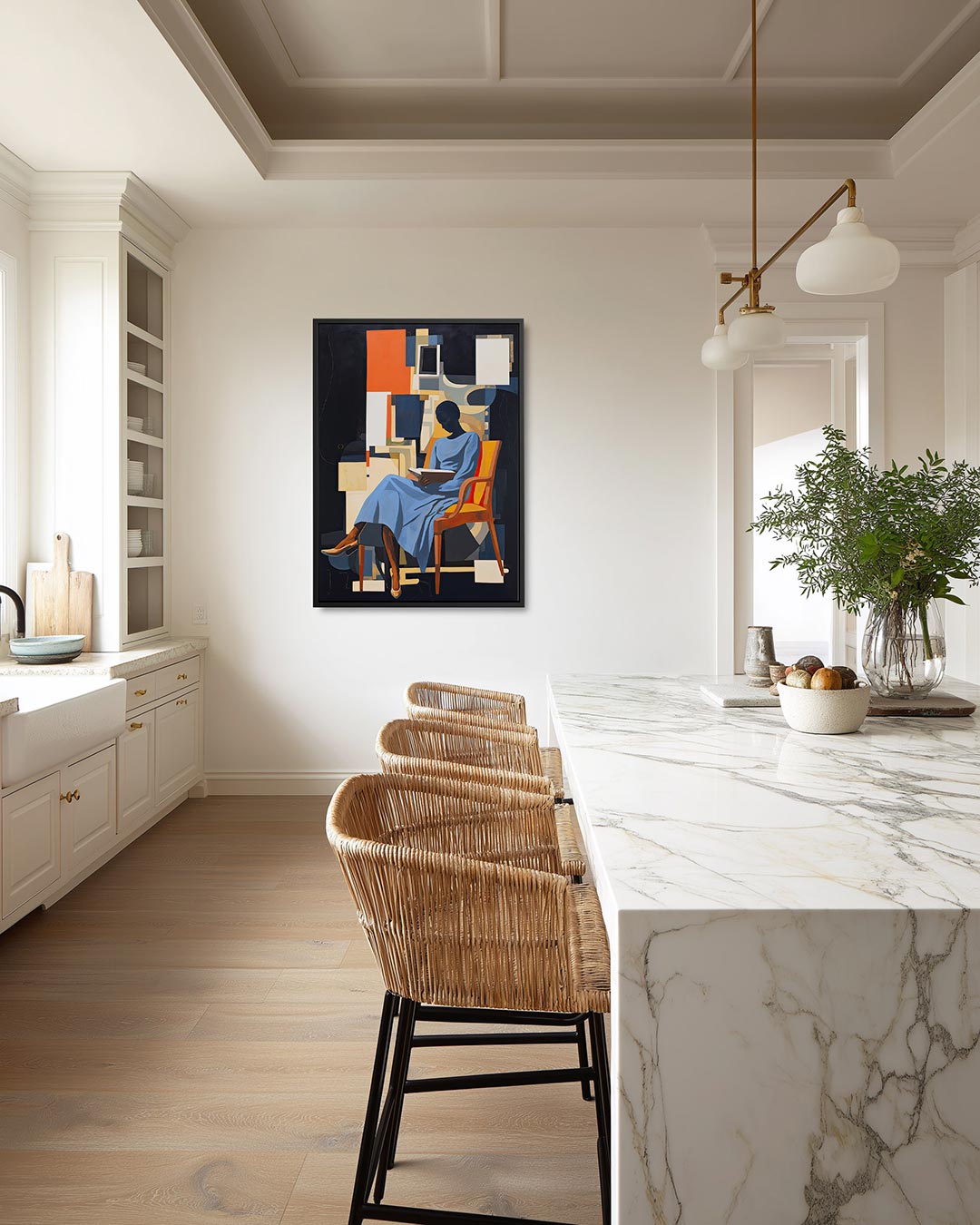 Geometrische figuur met lezer – staand wanddecoratie kunstwerk