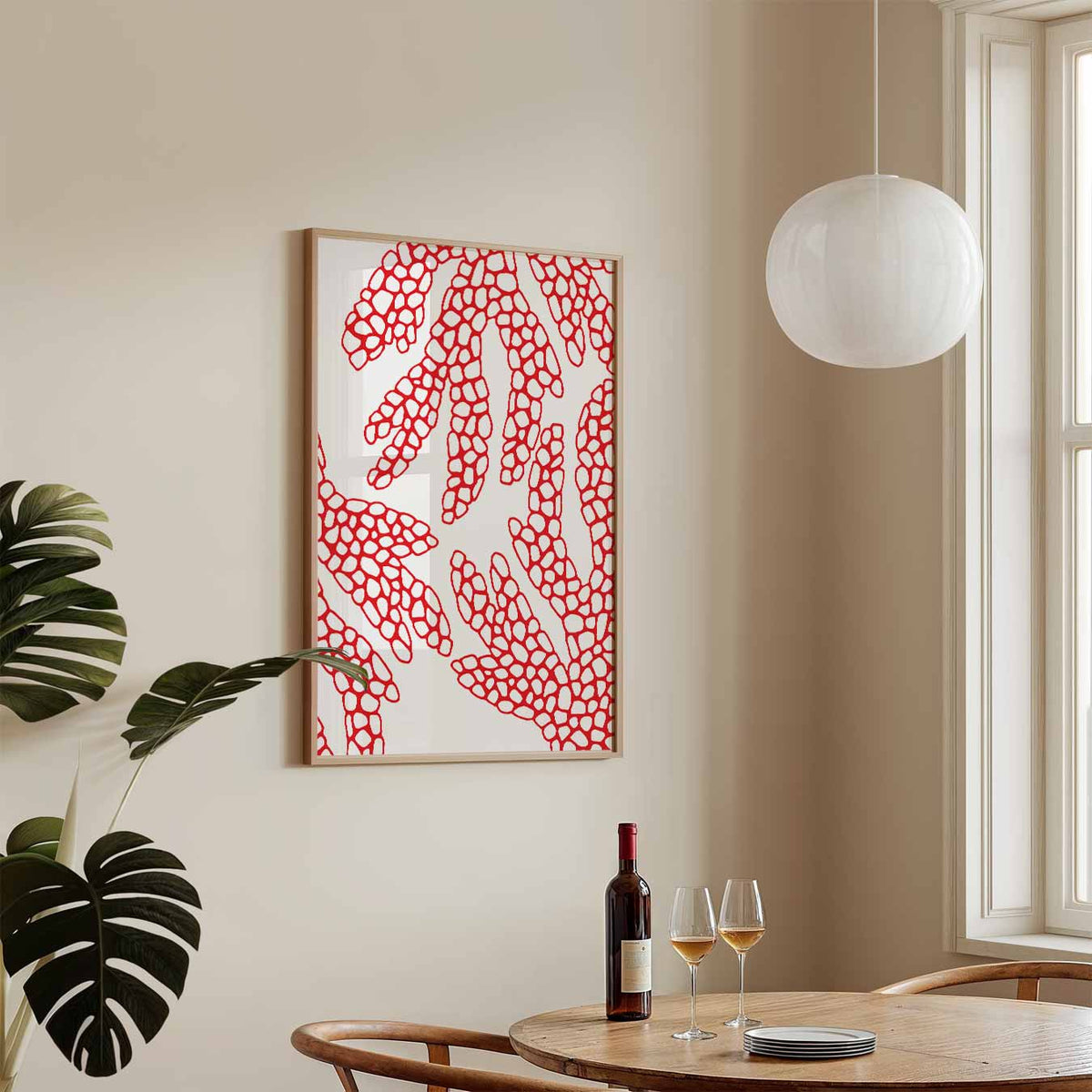 Moderne Koralen Kunstposter – zeedieren poster in staand formaat