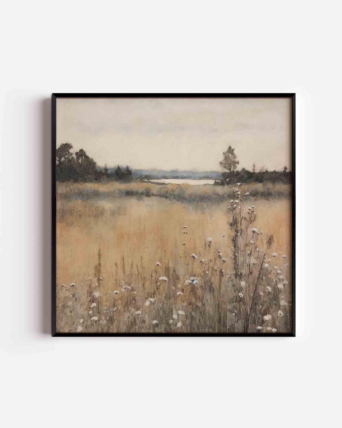 Landschap met bloemen – vintage vierkante poster als wanddecoratie