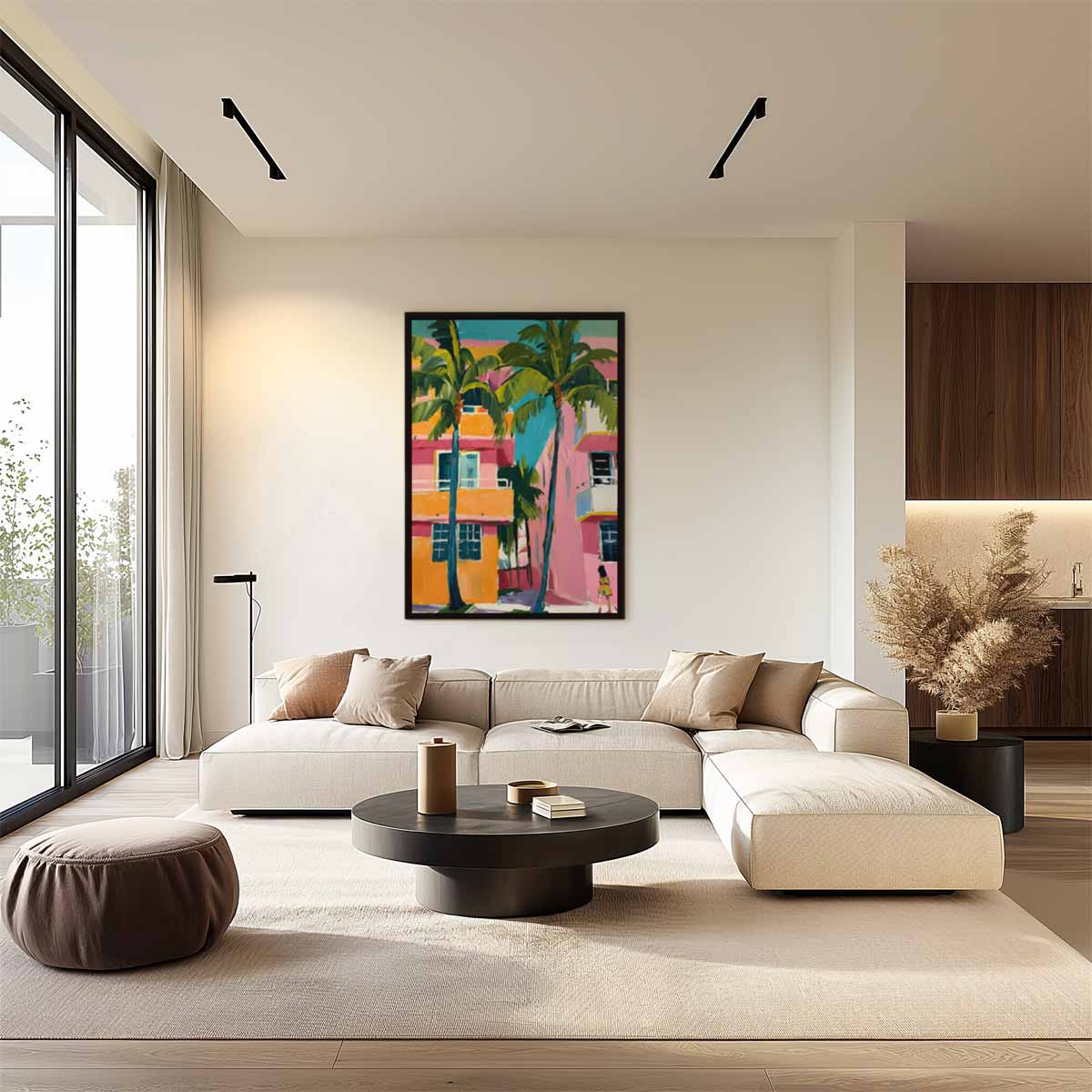 Zonnige Tropenstad – staand kunstwerk voor modern interieur