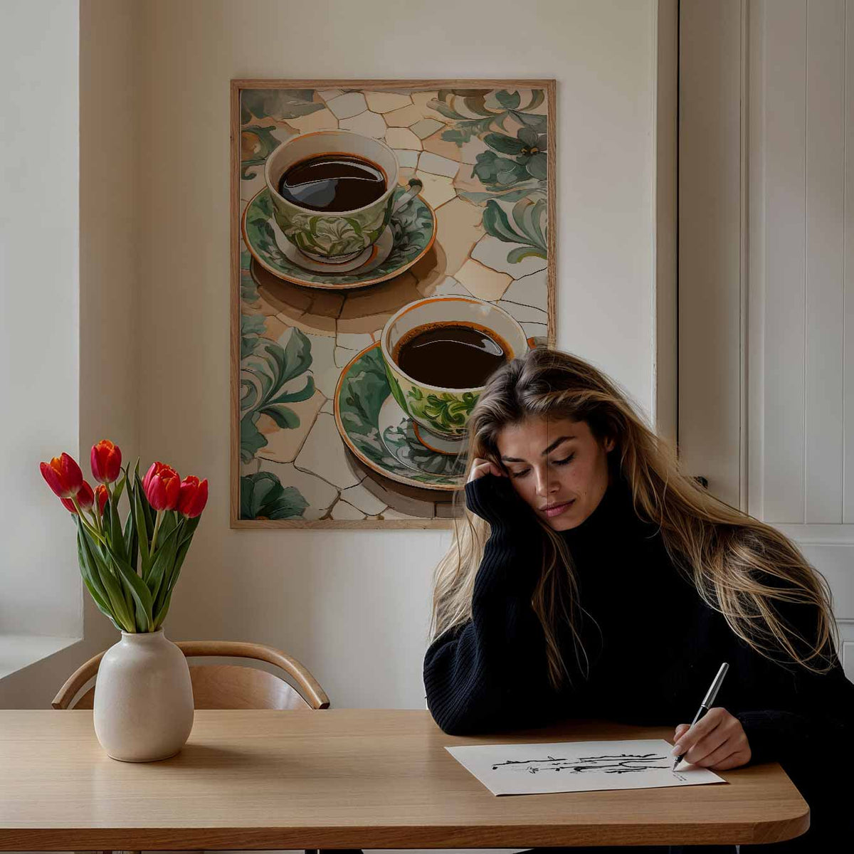 Sfeervolle Koffie Mozaïek – keuken portret poster, afbeelding 7
