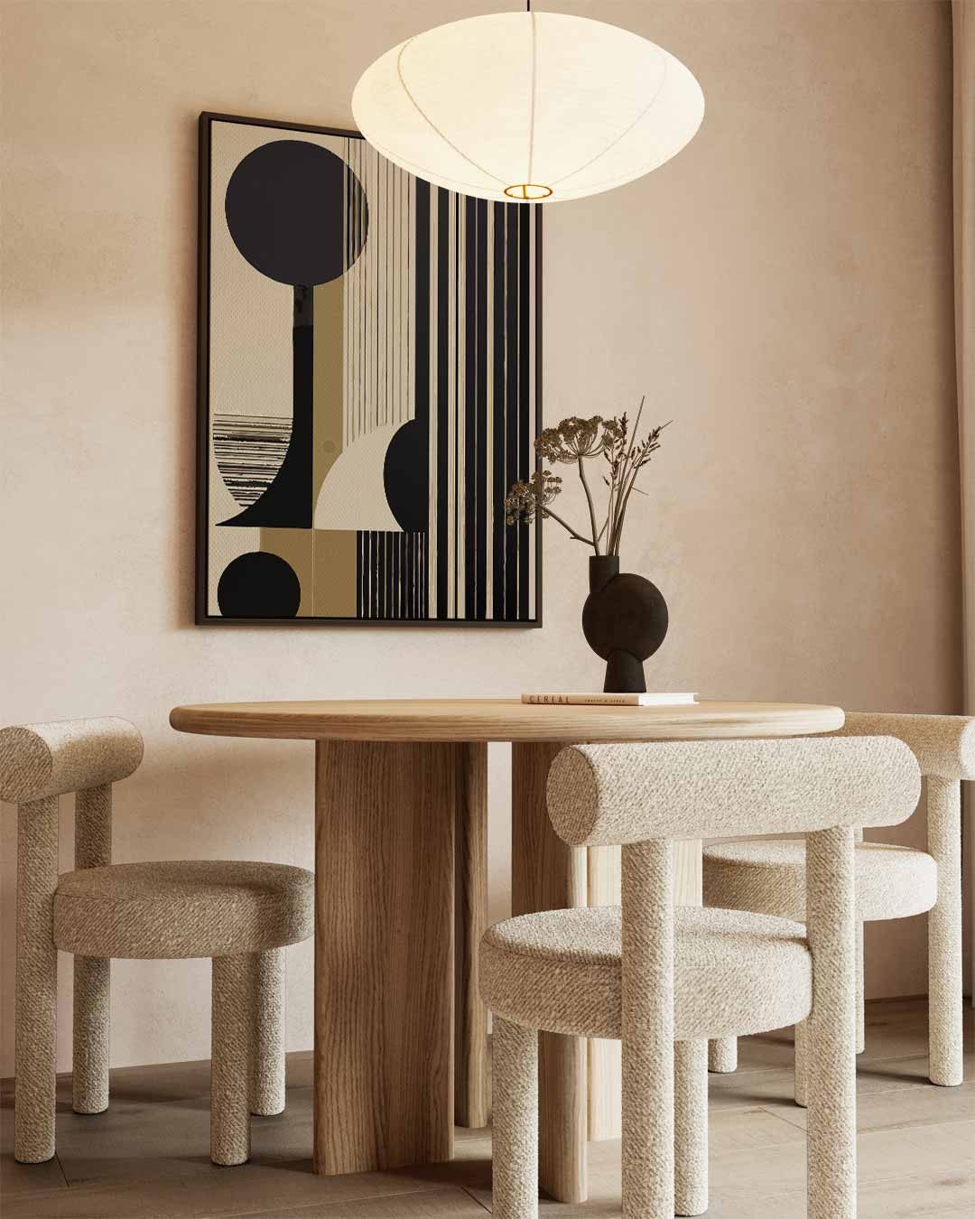 Moderne Geometrische Abstractie – kunstwerk met zwarte baklijst