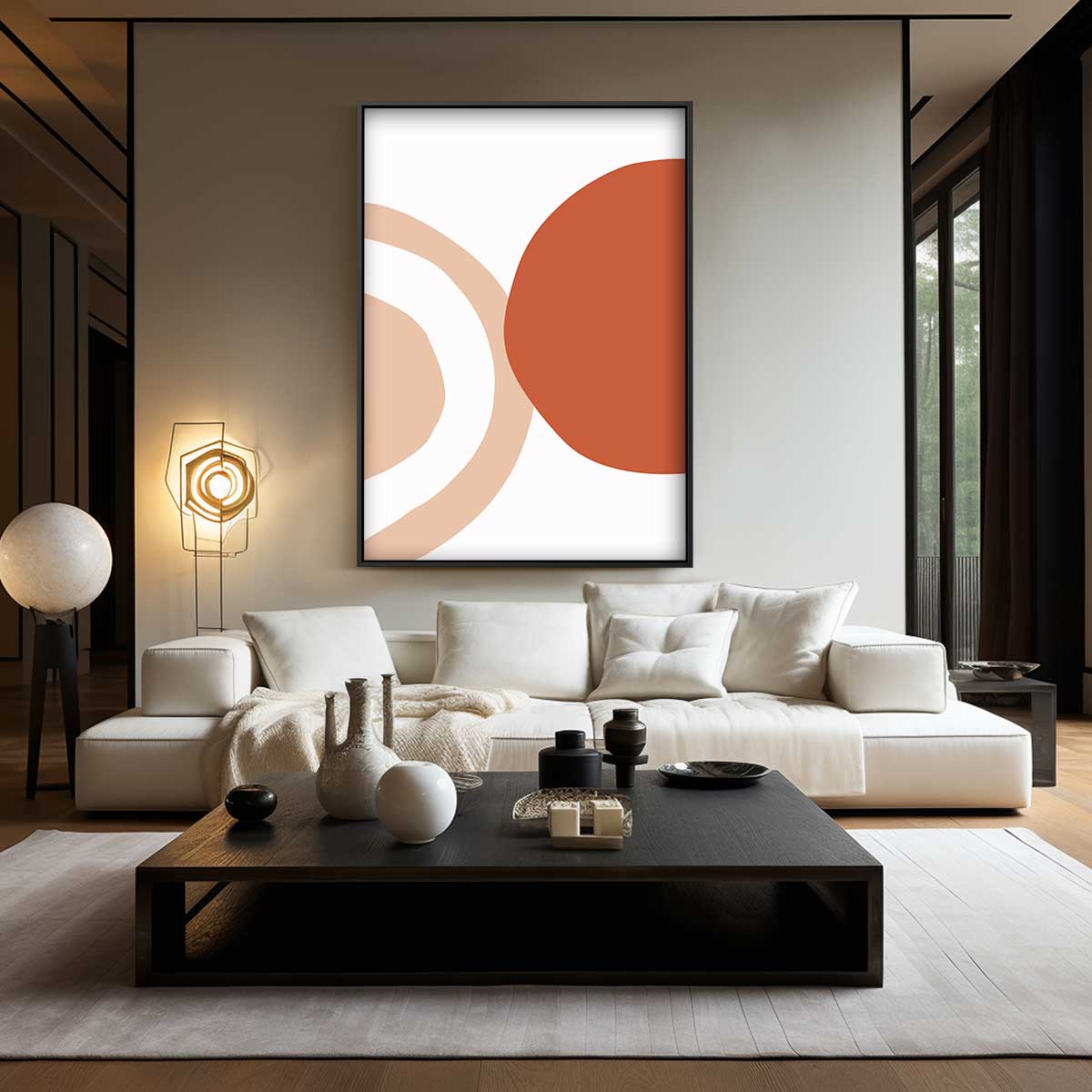 Abstracte Zonnekringen Canvas – staand kunstwerk voor modern interieur