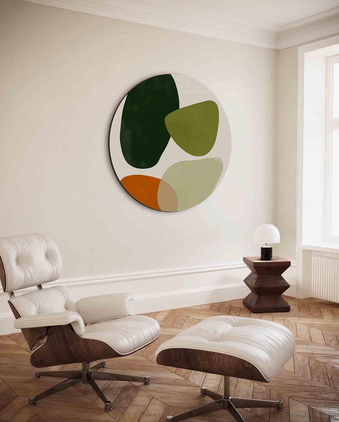 Abstracte vormen – moderne ronde wanddecoratie van WallArtistic