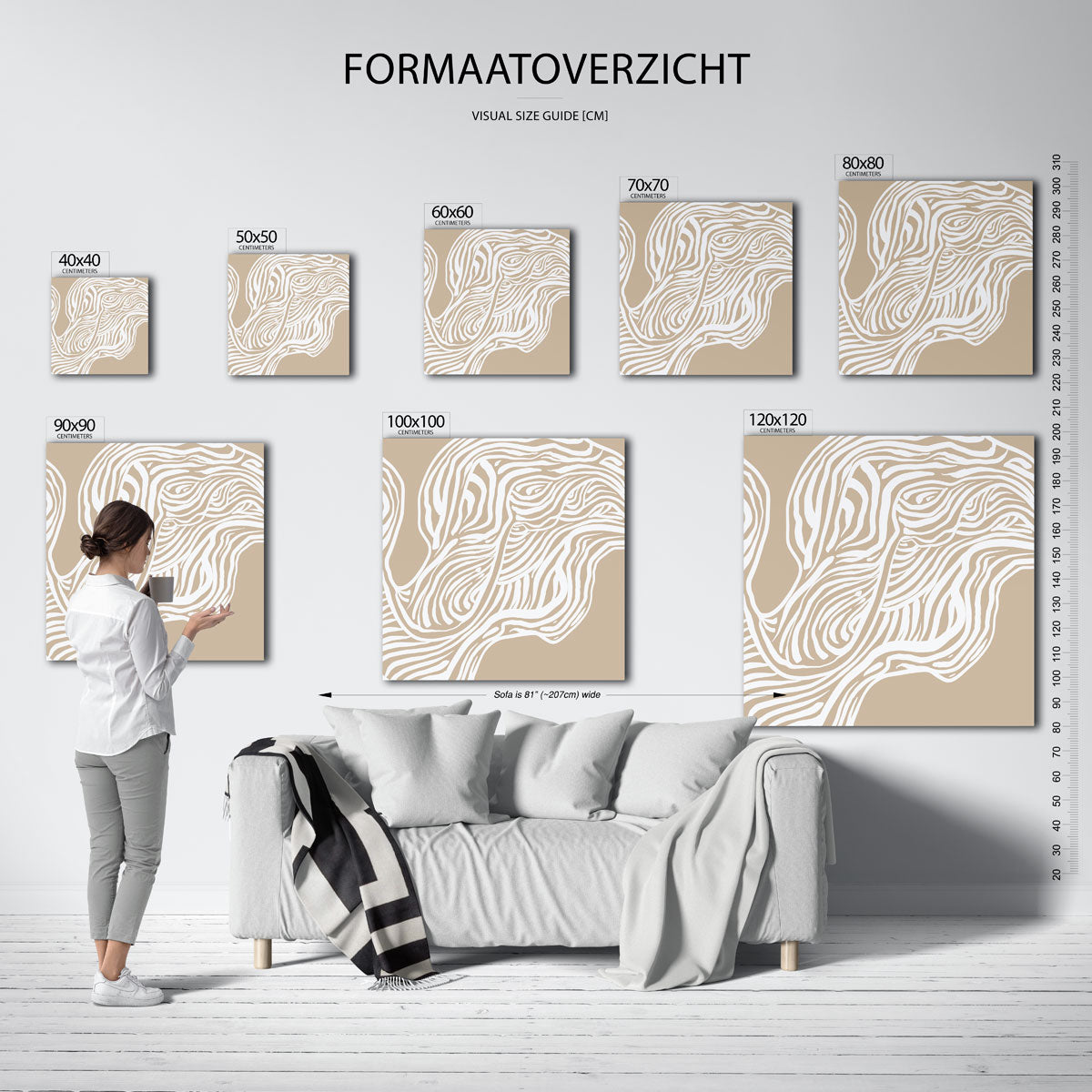 Organische lijnen – vierkante muurposter met abstracte vormen