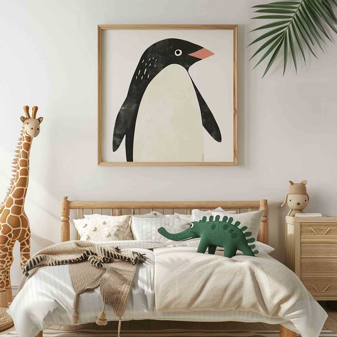 Pinguïn – vierkante kinderkamer wanddecoratie van WallArtistic