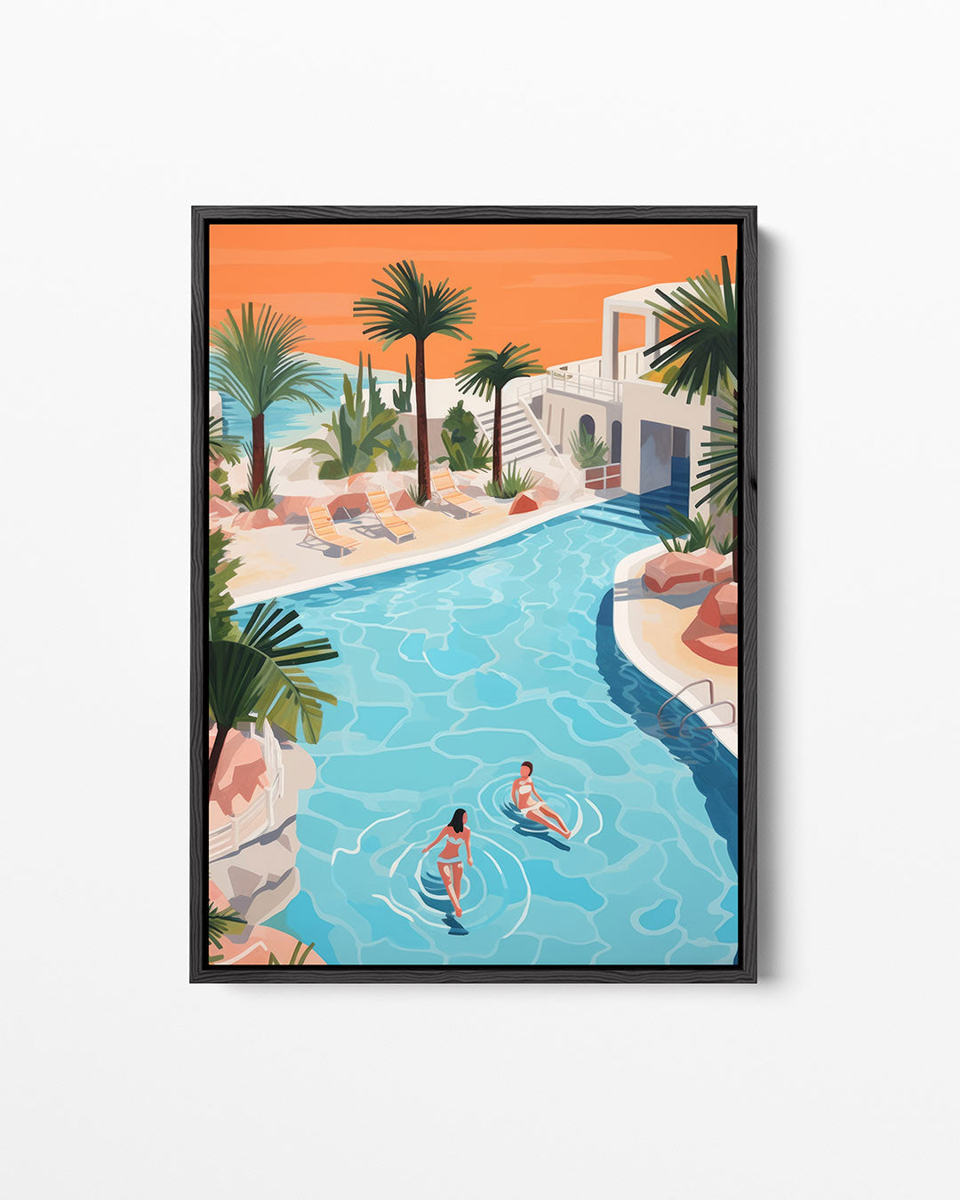 Zomerse zwemscene – staand wanddecoratie kunstwerk