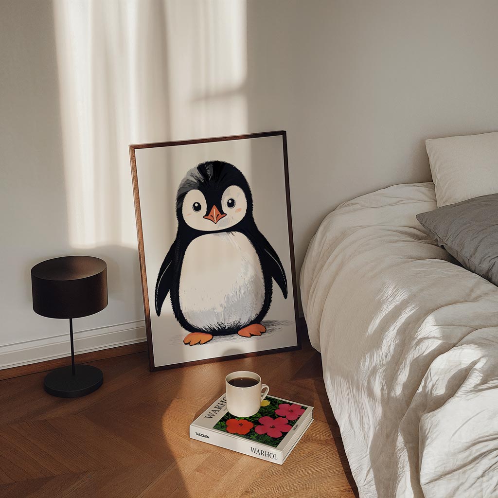 Schattige Pinguïn Illustratie – staande kinderkamer wanddecoratie van WallArtistic