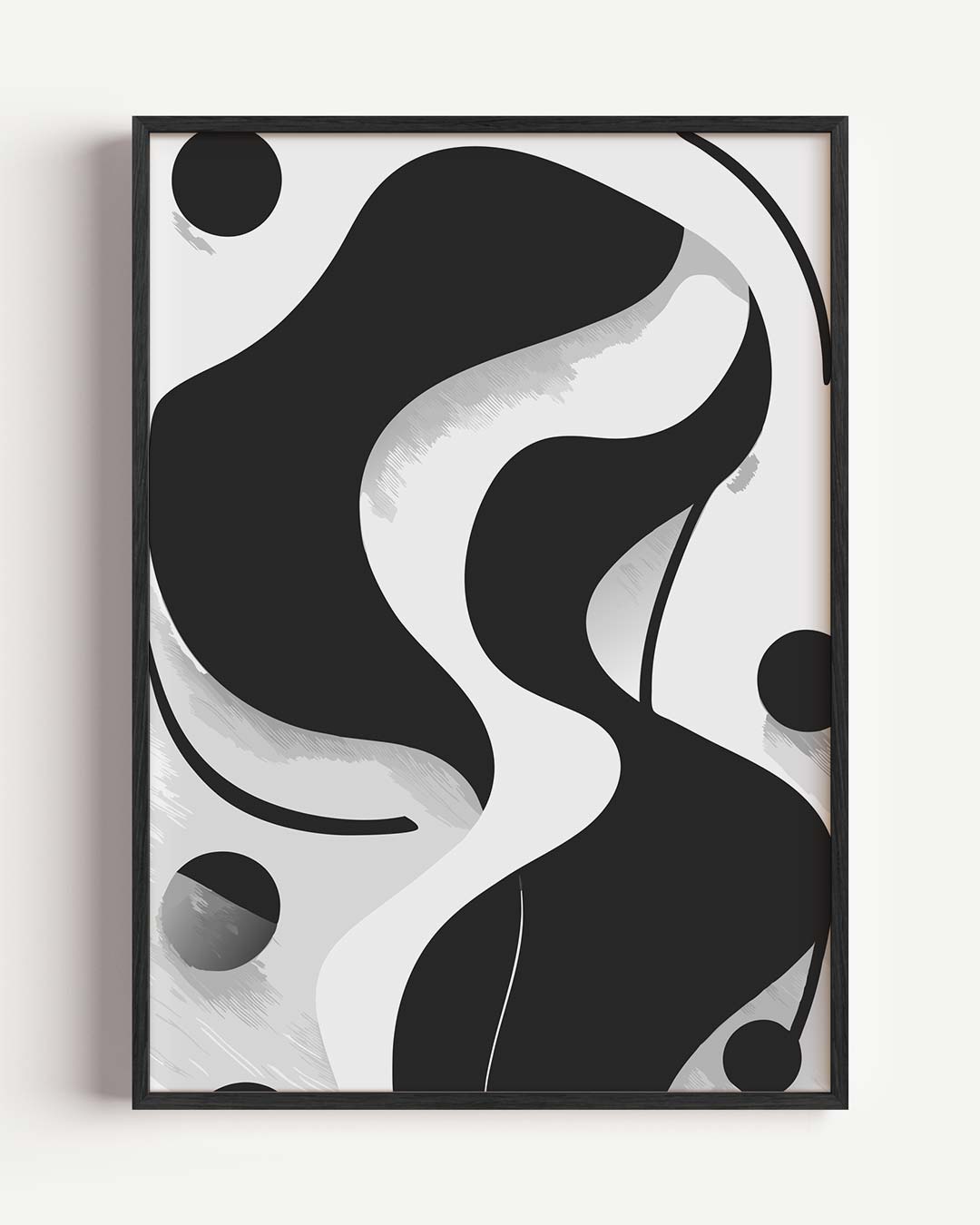 Moderne Abstracte Zwart-Wit Golfposter – kleurrijke abstracte portret poster als wanddecoratie