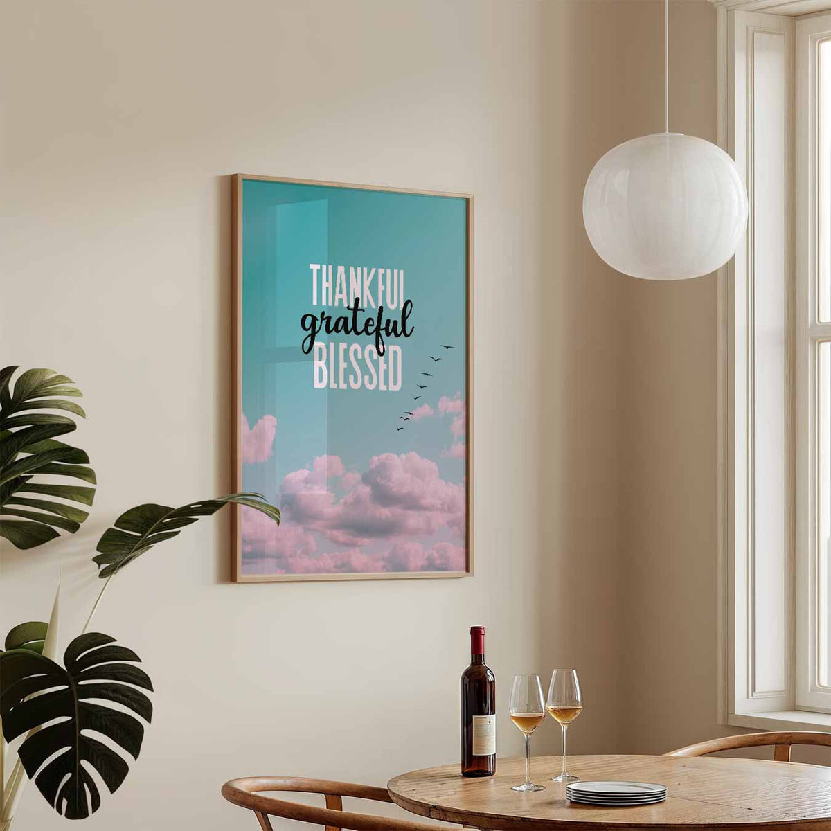 Thankful Grateful Blessed – tekstposter in staand formaat