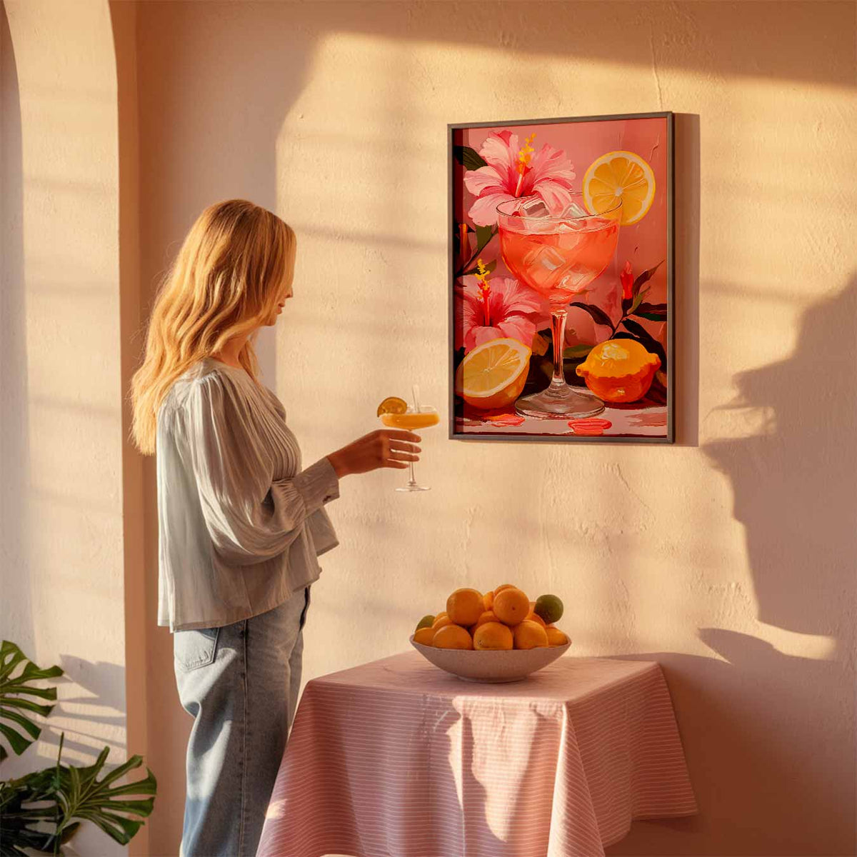 Roze Sommer Sips – keuken poster als sfeervolle staande wanddecoratie