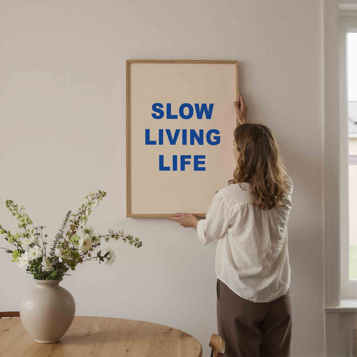 Slow living life – rustige wandkunst als portret poster