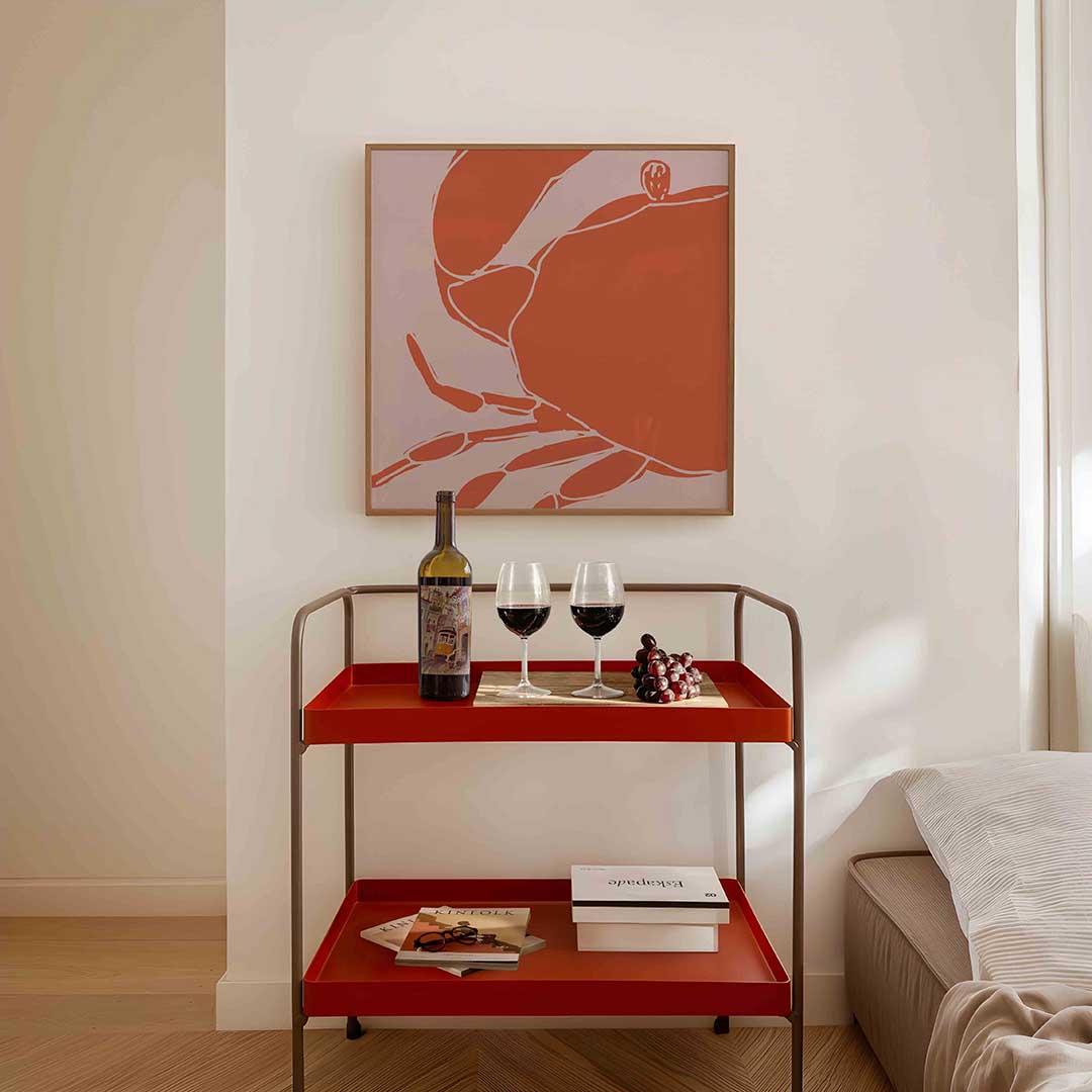 Oranje krab – vierkante keuken wanddecoratie van WallArtistic