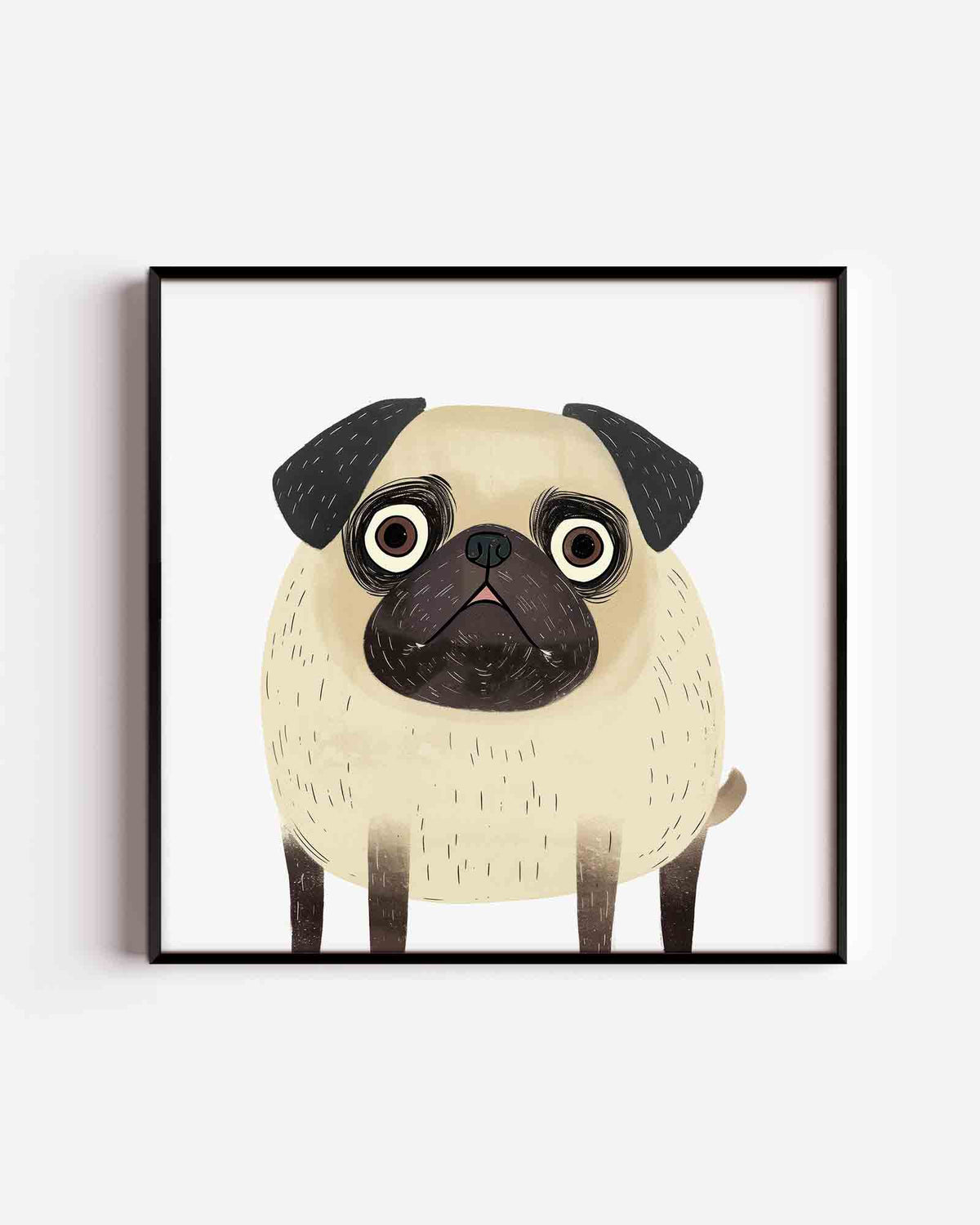 Mopshond – vierkante kinderposter als wanddecoratie