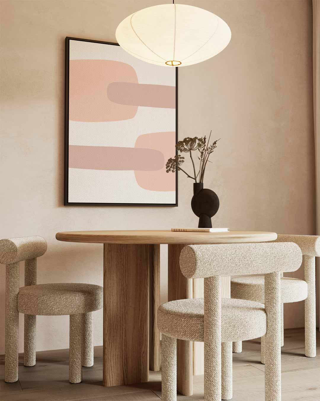 Zachte Pastel Abstract – kunstwerk met zwarte baklijst