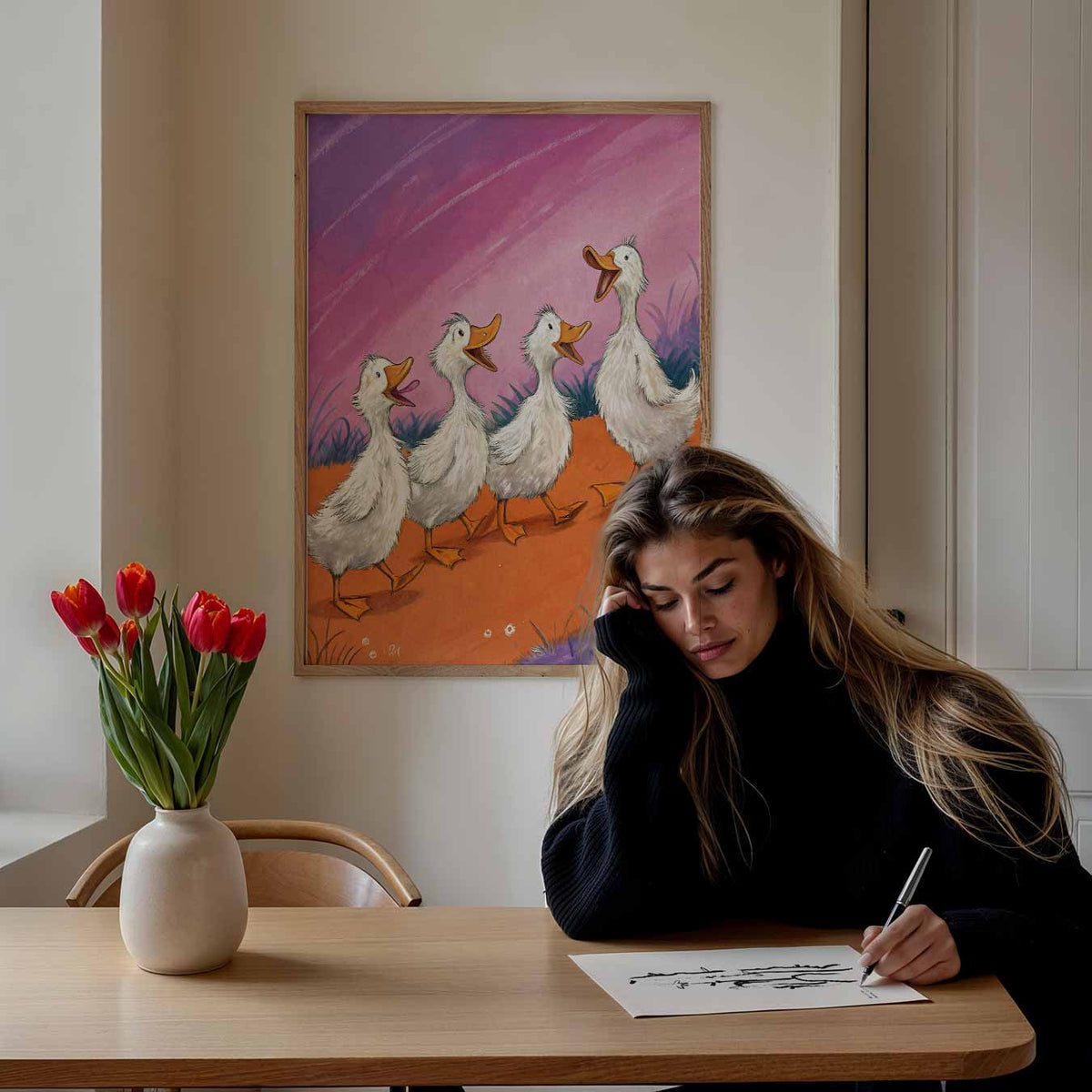Vrolijke Eendjes Mars – staande dieren wanddecoratie van WallArtistic