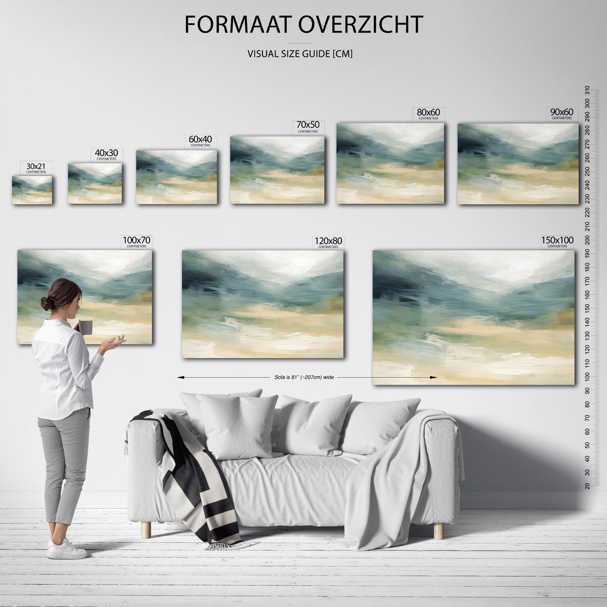 Abstracte landschapsweergave – liggende muurposter met kleurrijke abstracte vormen