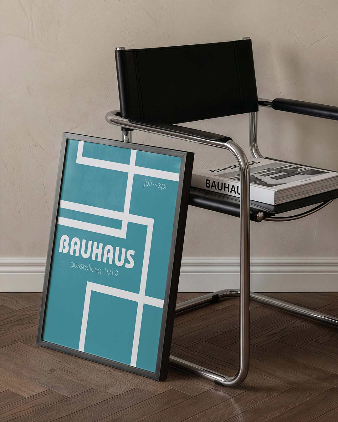 Lijnen en vlakken – staande Bauhaus poster voor aan de muur