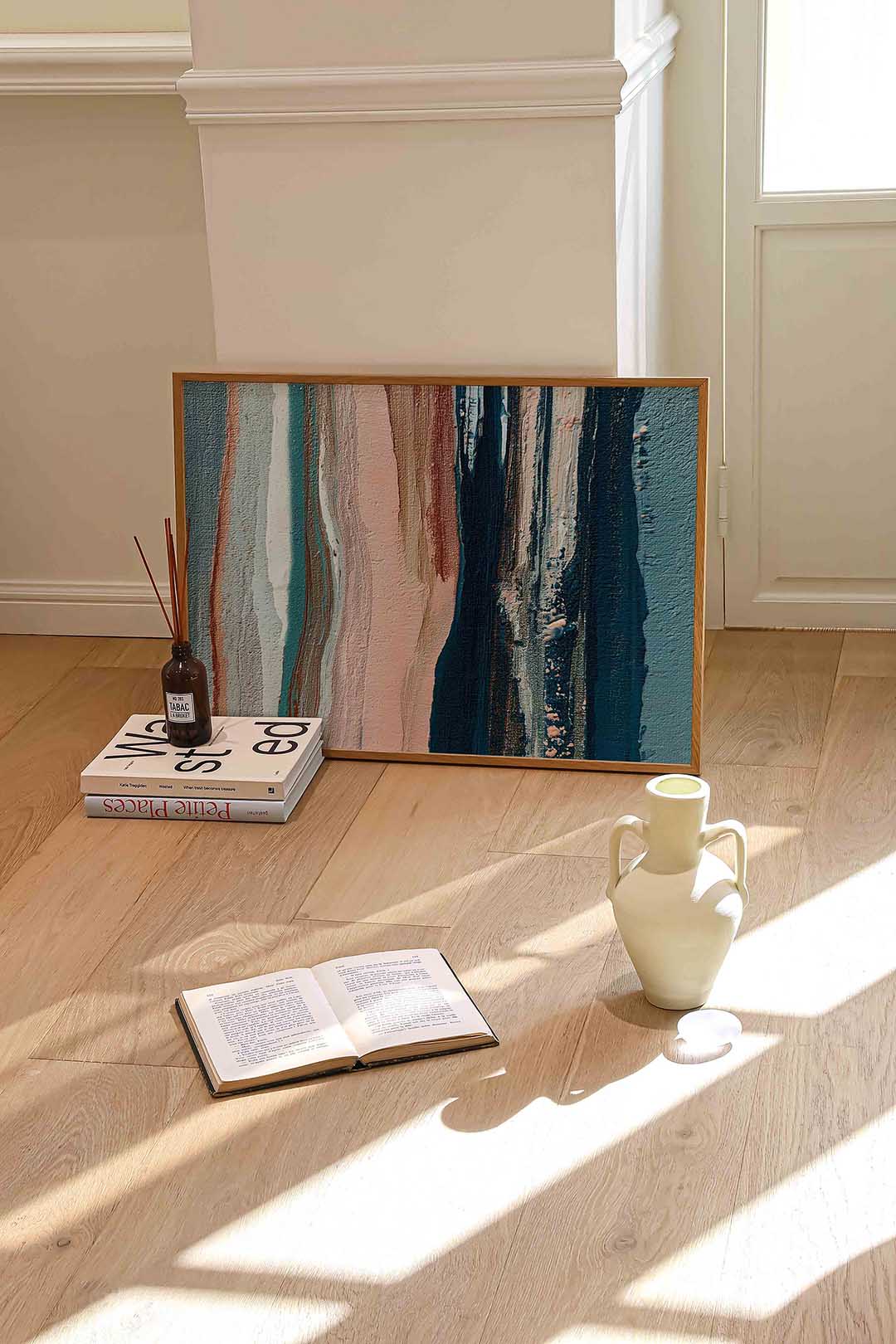 Abstracte strepen – liggende abstracte wanddecoratie van WallArtistic