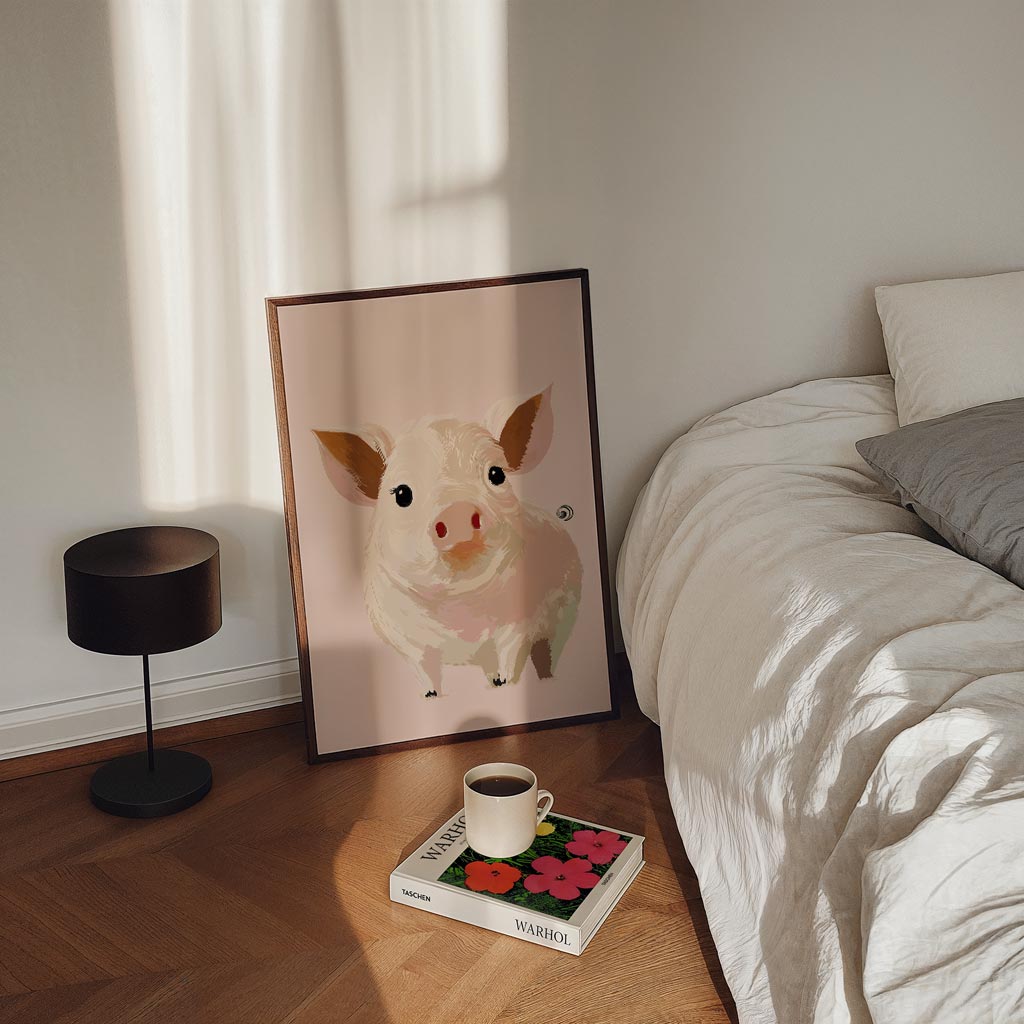 Schattige Varkensposter – staande kinderkamer wanddecoratie van WallArtistic