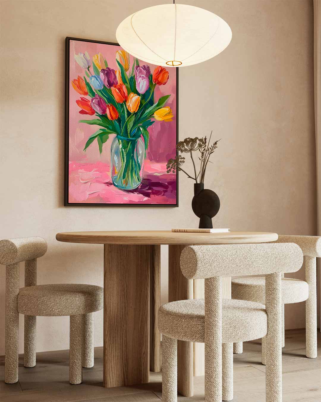 Kleurrijk Tulpenboeket – dibond wanddecoratie in staand formaat
