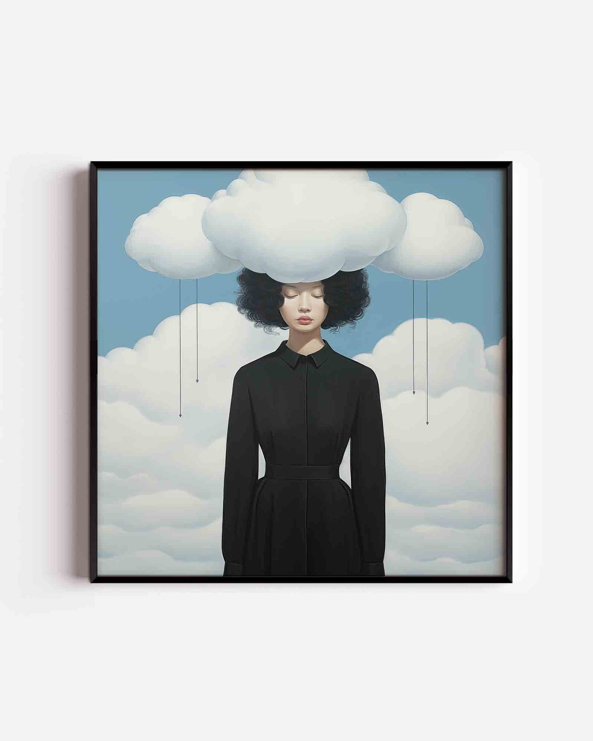 Vrouw met wolken – vrouwelijk portret als vierkante poster