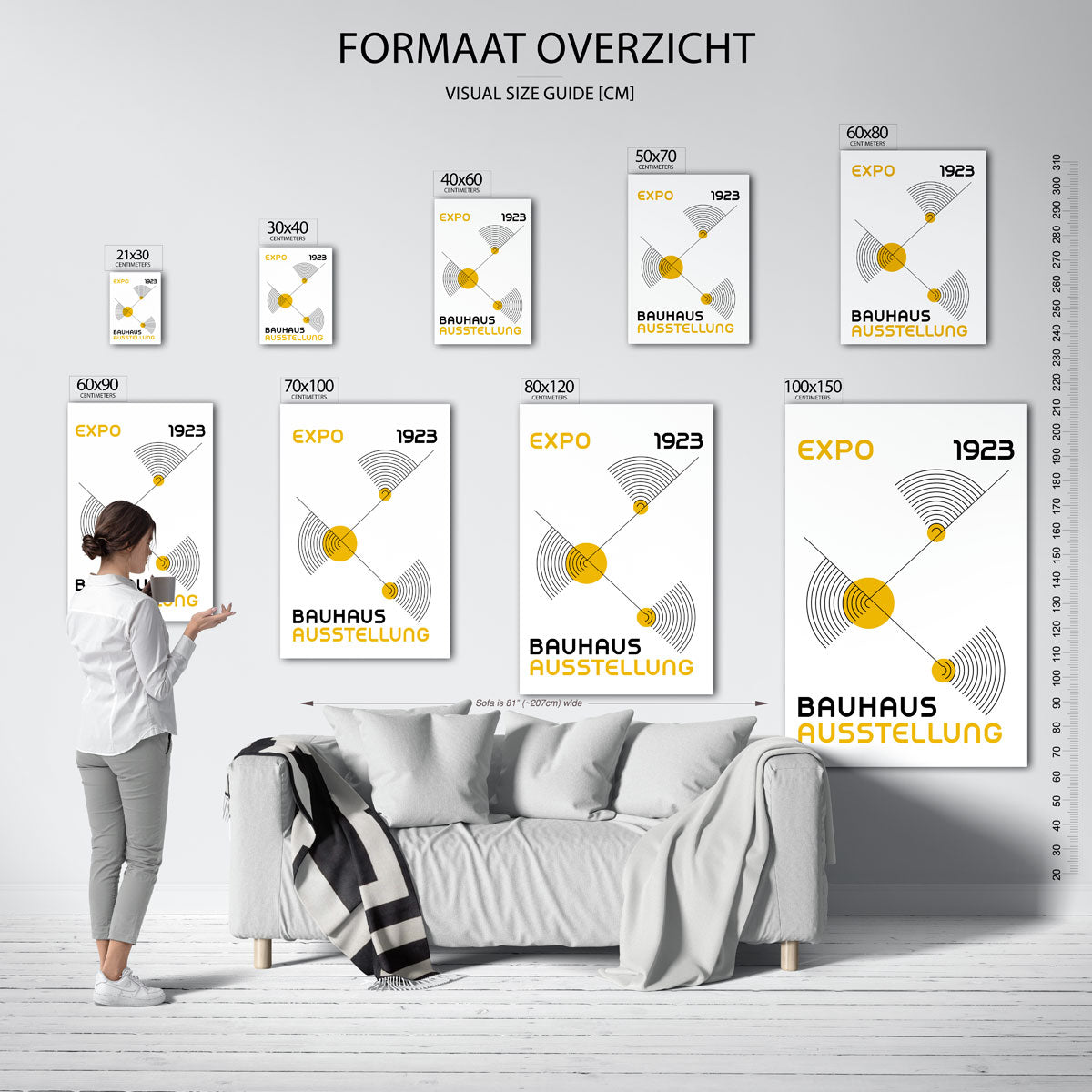 Lijnen en cirkels – geometrische poster in Bauhaus-stijl van WallArtistic