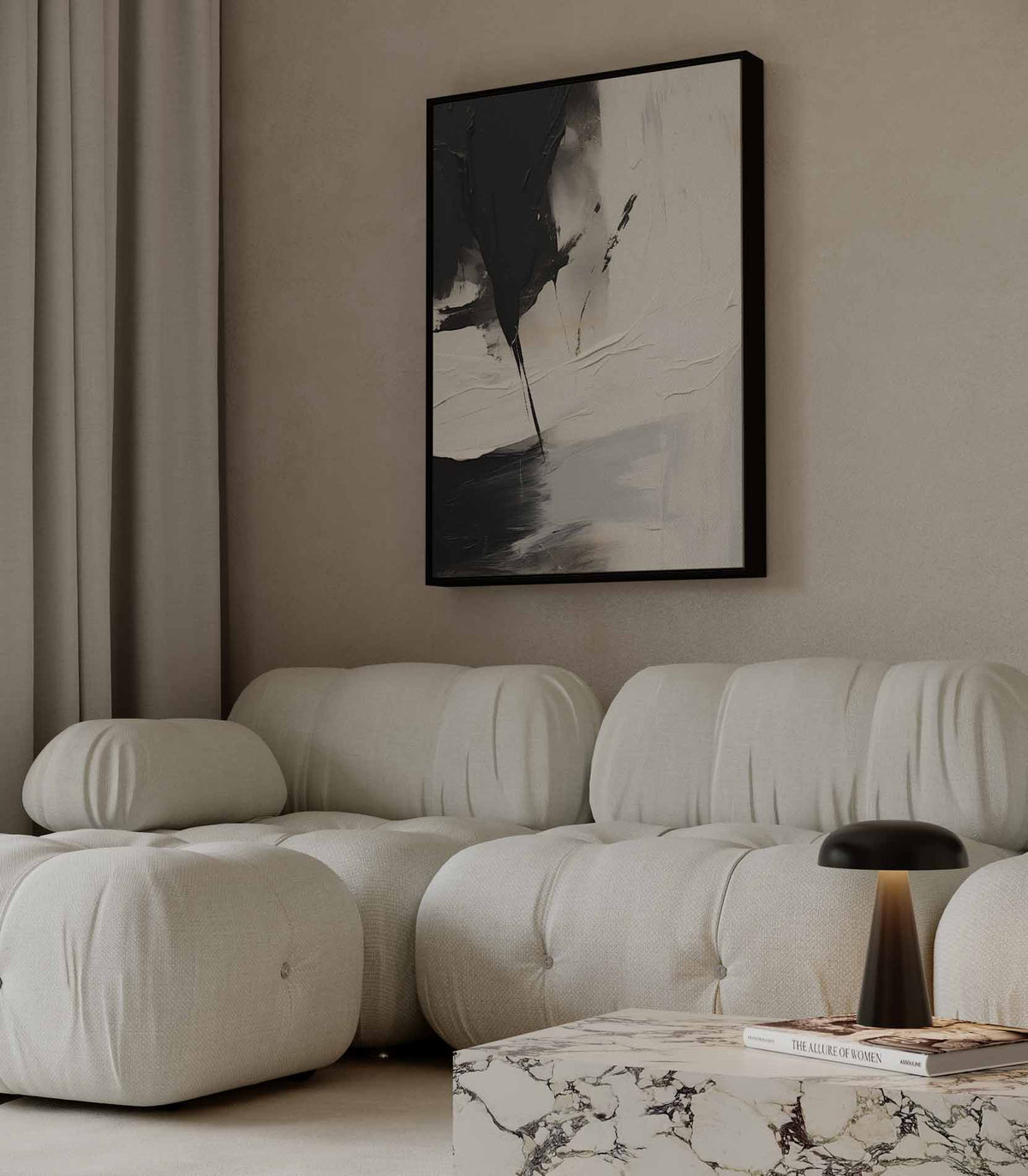 Contrasten in Abstractie – dibond wanddecoratie in staand formaat