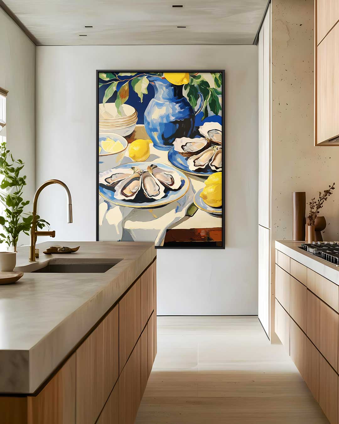 Elegant Oester Stilleven – staand kunstwerk voor modern interieur