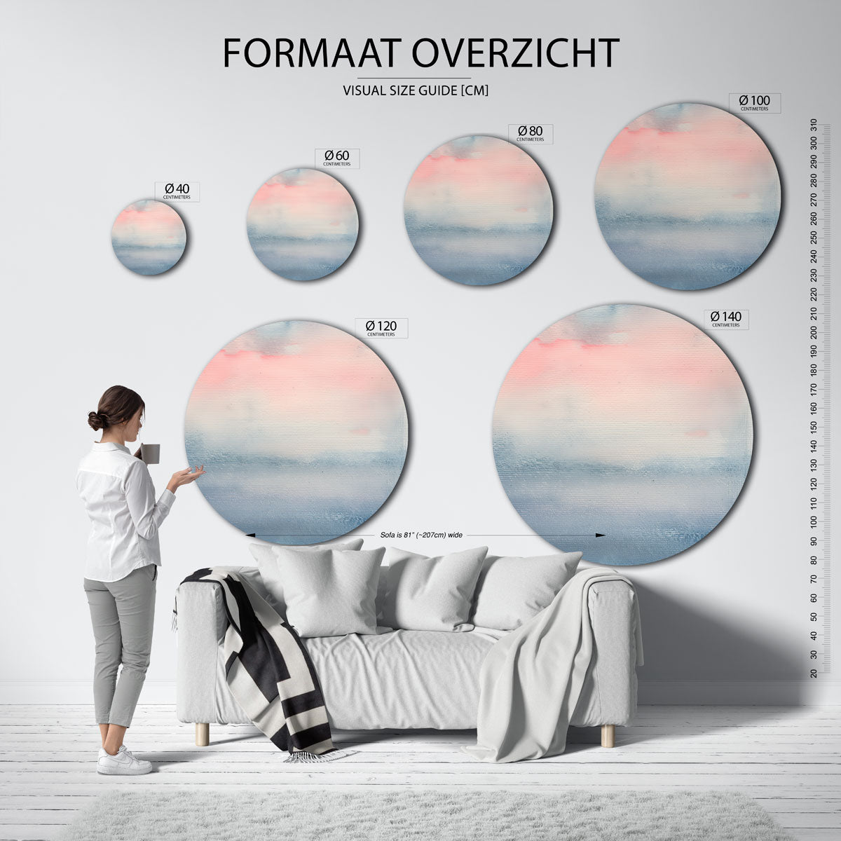 Zonsopgang – abstracte wandkunst met textuur als muurcirkel