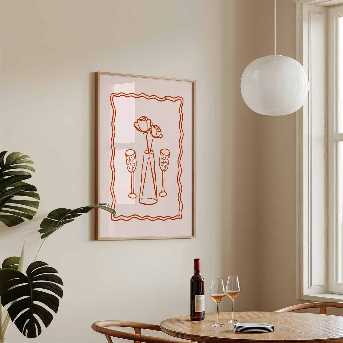 Romantische Bloemen en Hartjes – keukenposter in staand formaat