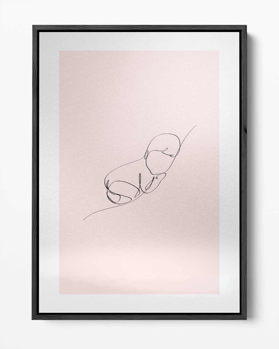 Dromerige Lijntekening van een Baby – portret kunstwerk als wanddecoratie