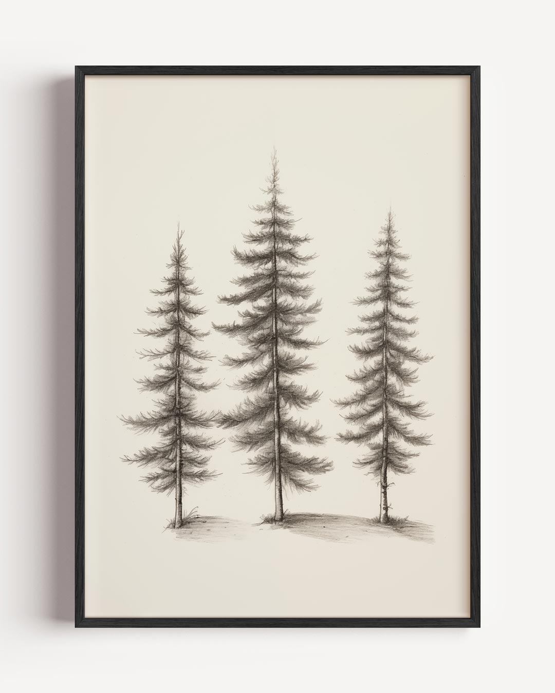 Tedere Dennenbos Tekening – kerst portret poster als wanddecoratie