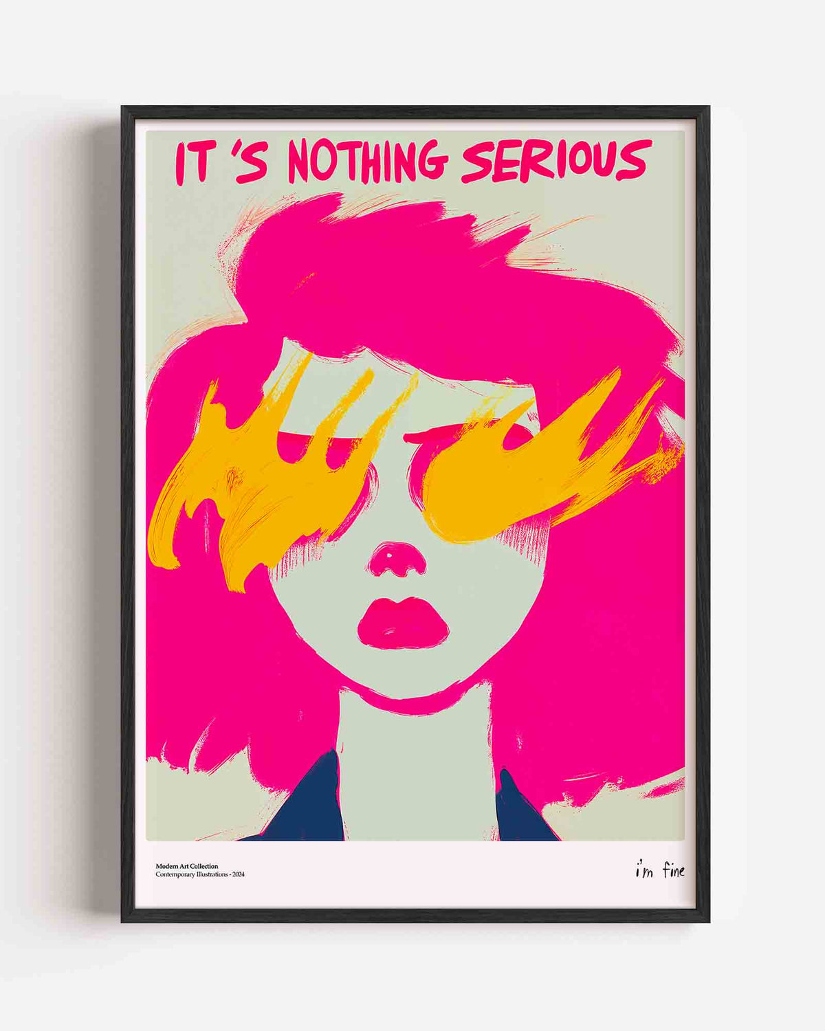 Portret met roze en geel – Pop Art en Streetart portret poster als wanddecoratie