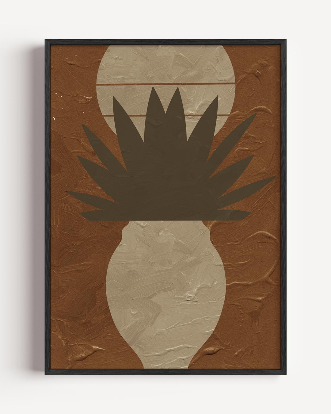 Bruine Botanische Statement – abstracte portret poster als wanddecoratie