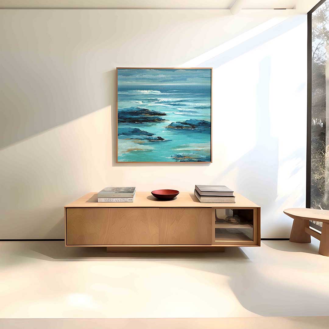 Golvende zee – vierkante abstracte wanddecoratie van WallArtistic