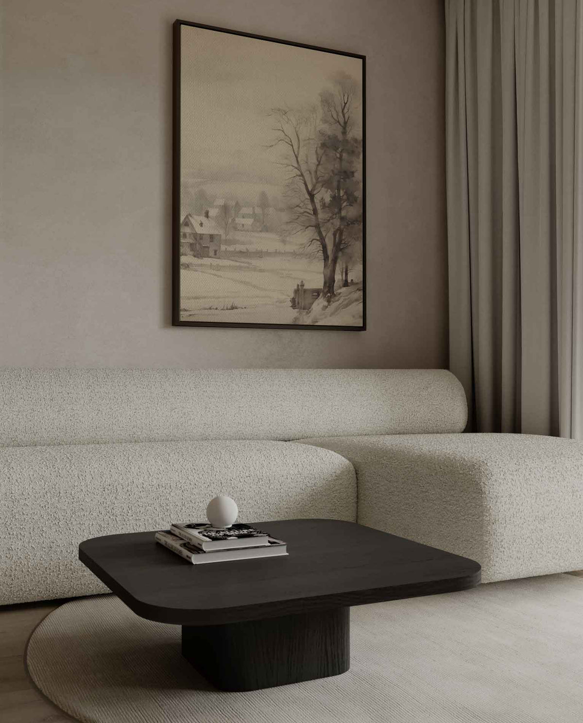 Winterlandschap in Waterverf – dibond wanddecoratie in staand formaat