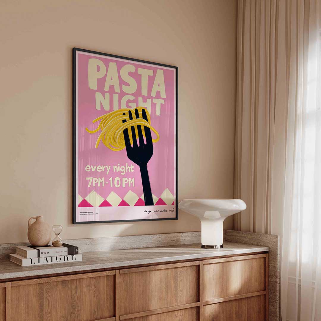 Pasta night – urban poster in staand formaat