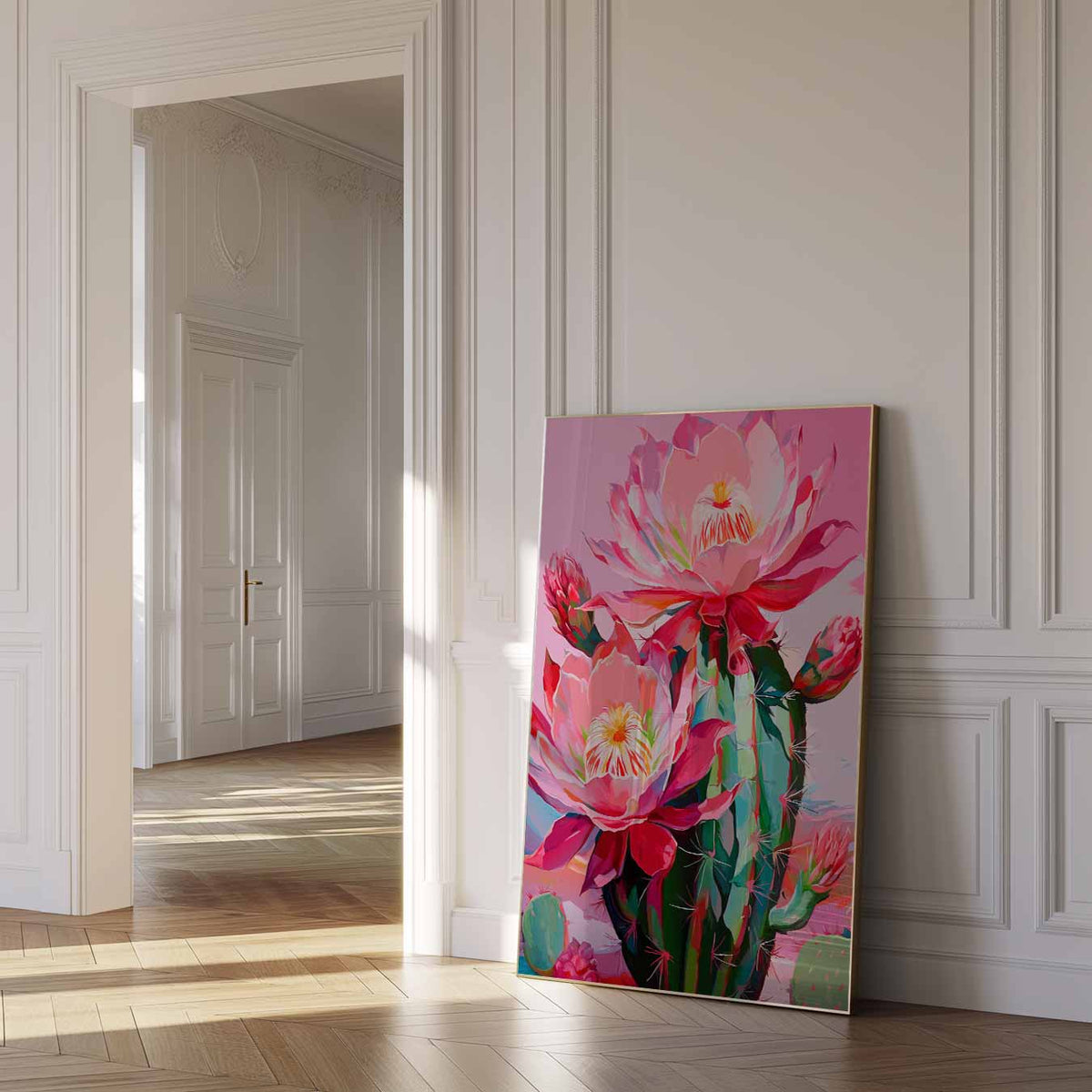 Kleurrijke Cactus Bloemenpracht – paas poster als vrolijke staande wanddecoratie