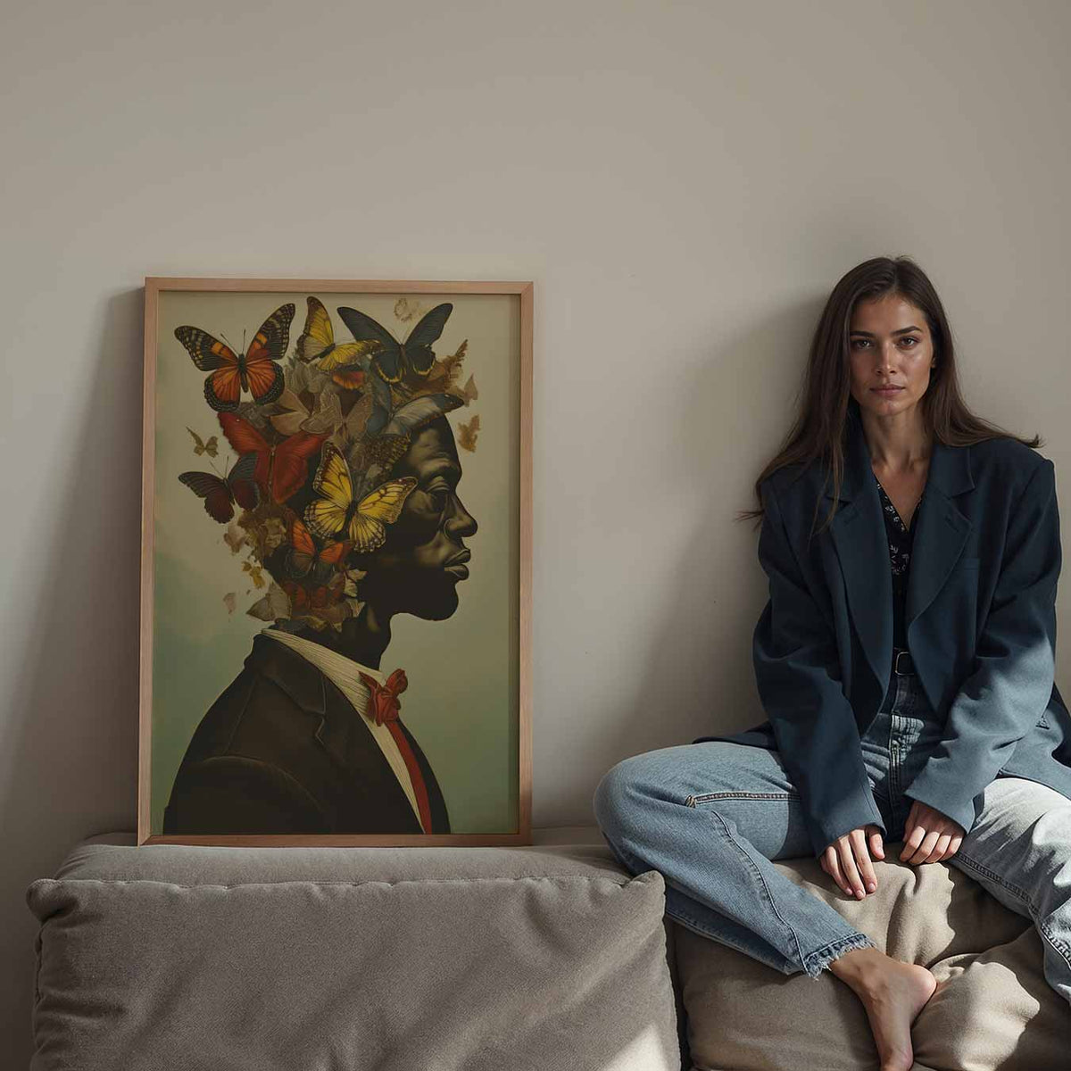 Vlinderdromen Portret – Streetart wandkunst als portret poster