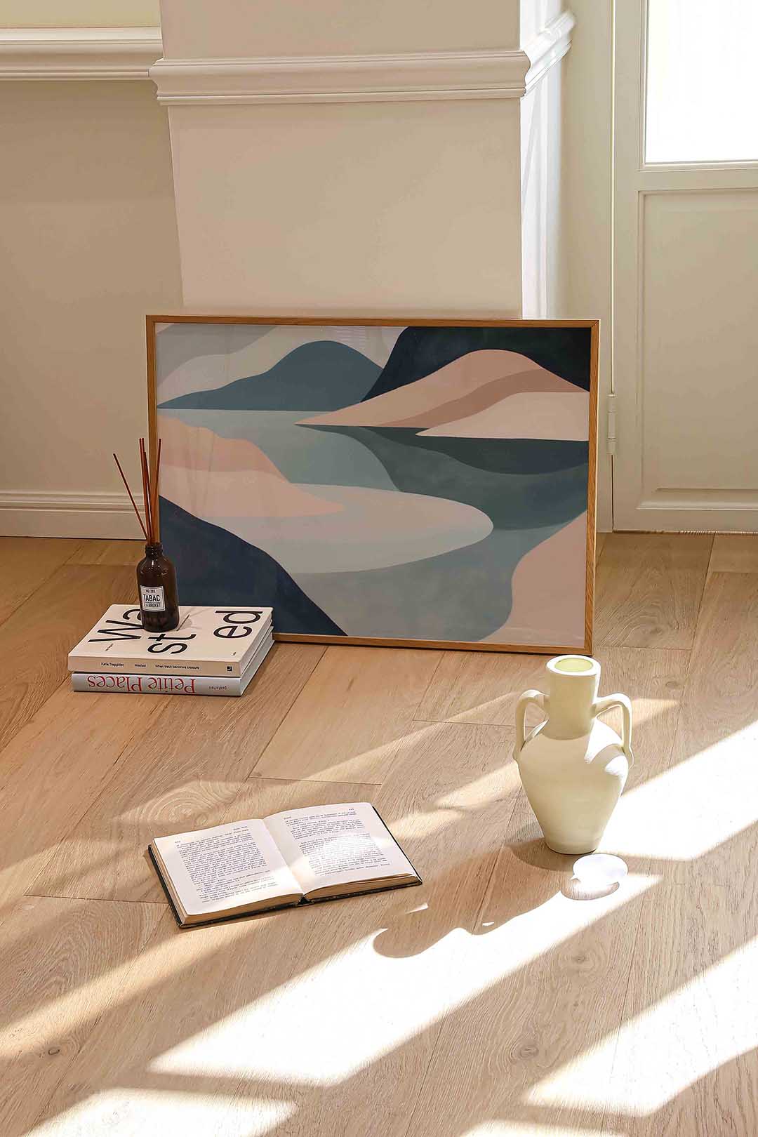 Abstracte landschapsvormen – liggende kleurrijke abstracte wanddecoratie van WallArtistic