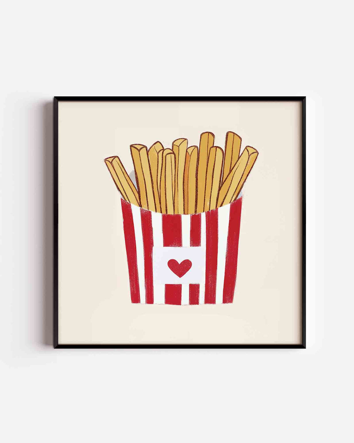 Frietjes in rode verpakking – Pop Art vierkante poster als wanddecoratie